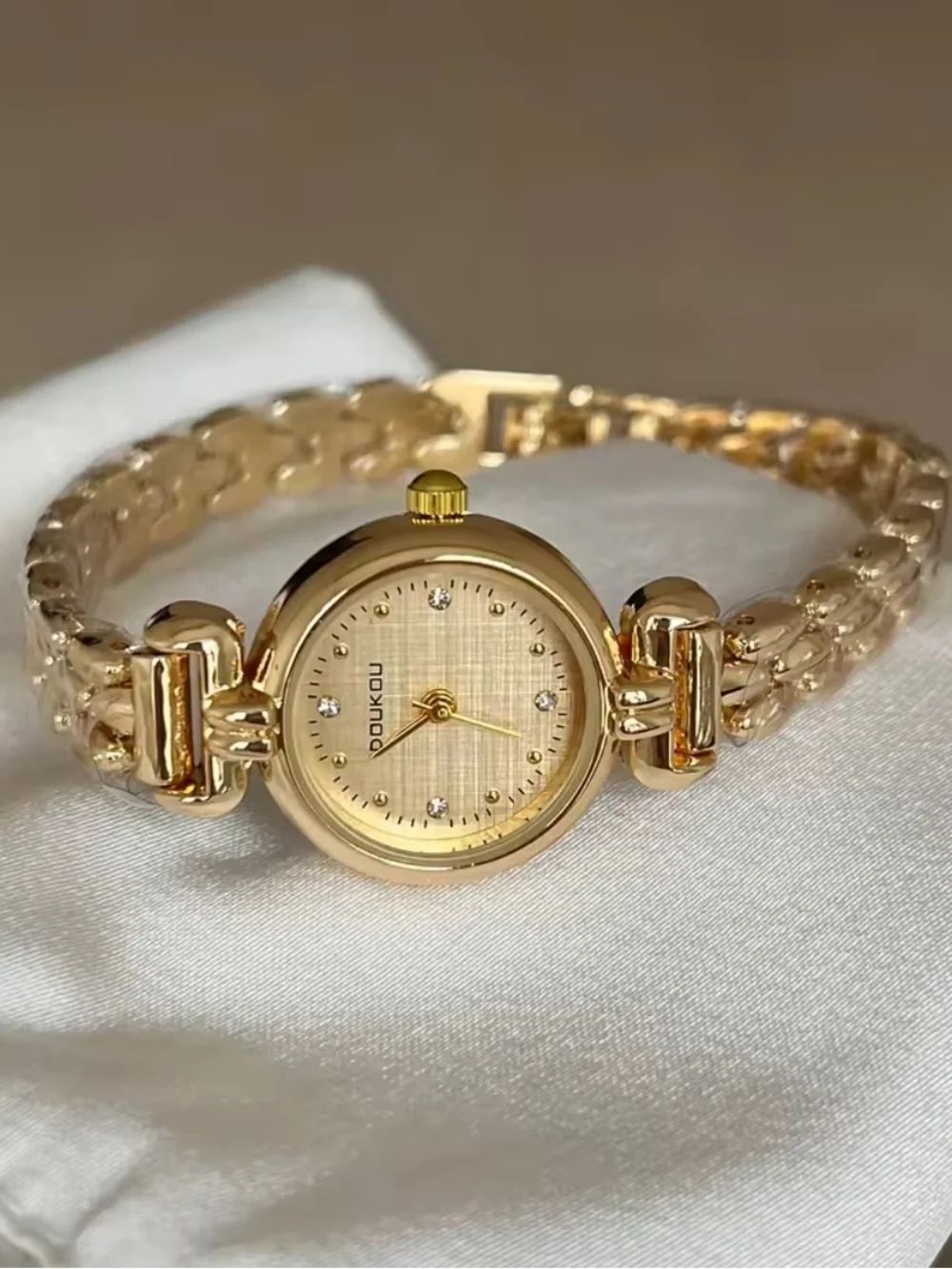 Anthropologie Gold Bracelet Watch with White Dial